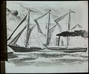 Image of S.S. Roosevelt at Sea [with all sails set; preliminary drawing]
